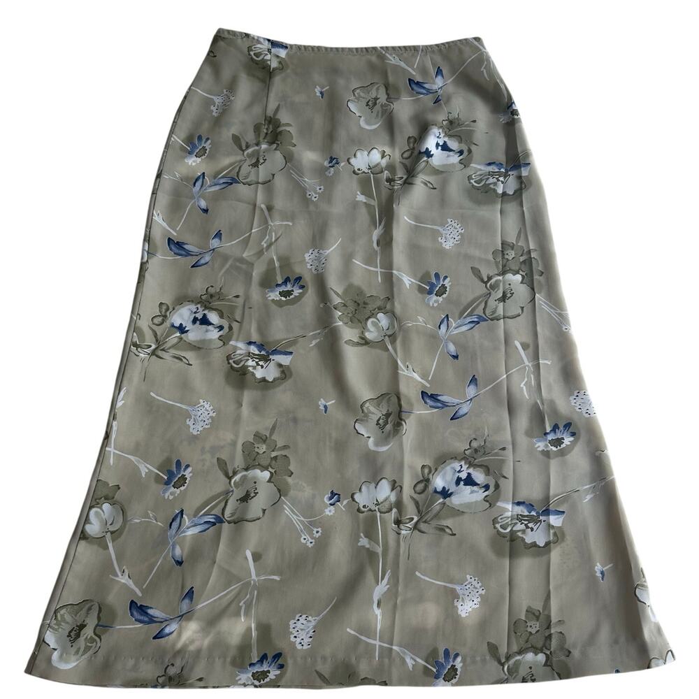 VNTG 90's Tara Collection Beige, Floral Print, Midi Skirt- 26 (2-4)